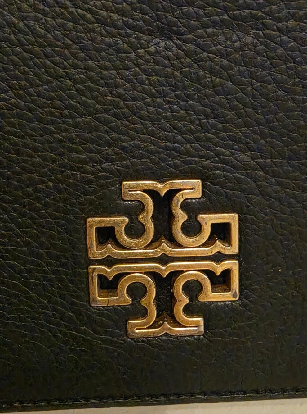 Tory Burch Black Leather Crossbody with Gold Logo Chain